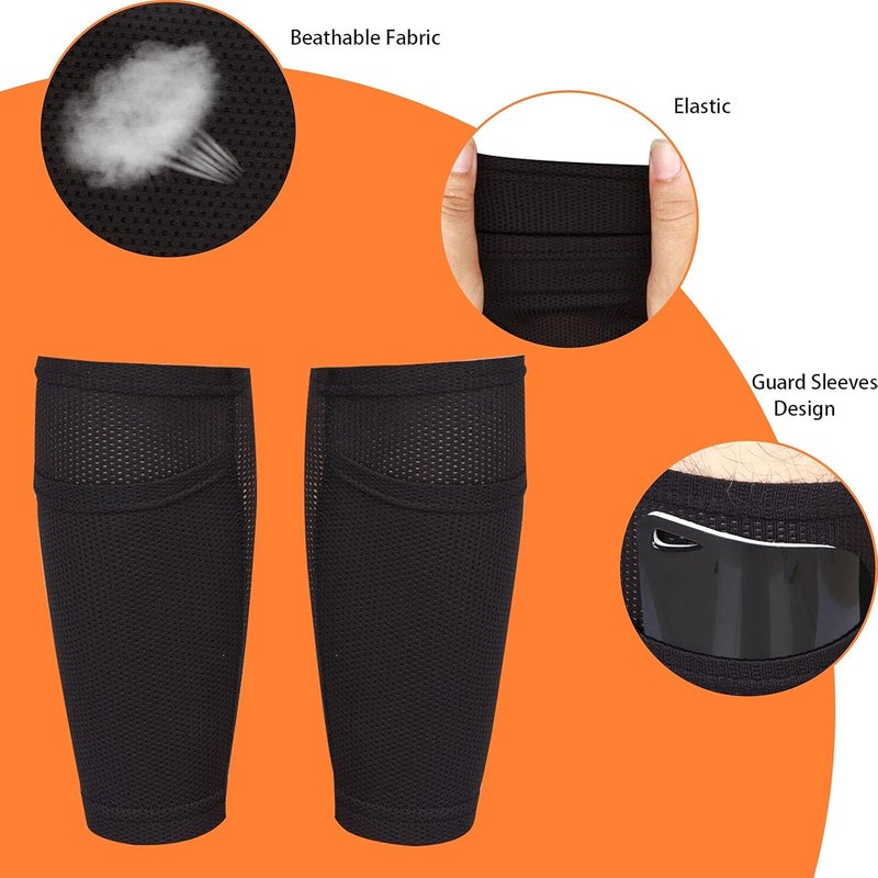 Hersent Soccer Shin Guard Sock,Leg Performance Support Football Compression Calf Sleeves with Pocket Can Holding Shin Pads,Comfort Breathable Youth Soccer Shin Guard Holders for Beginner or Elite Athlete - Image 2